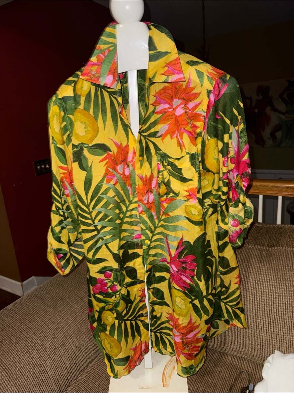 Yellow Tropical Floral Shirt